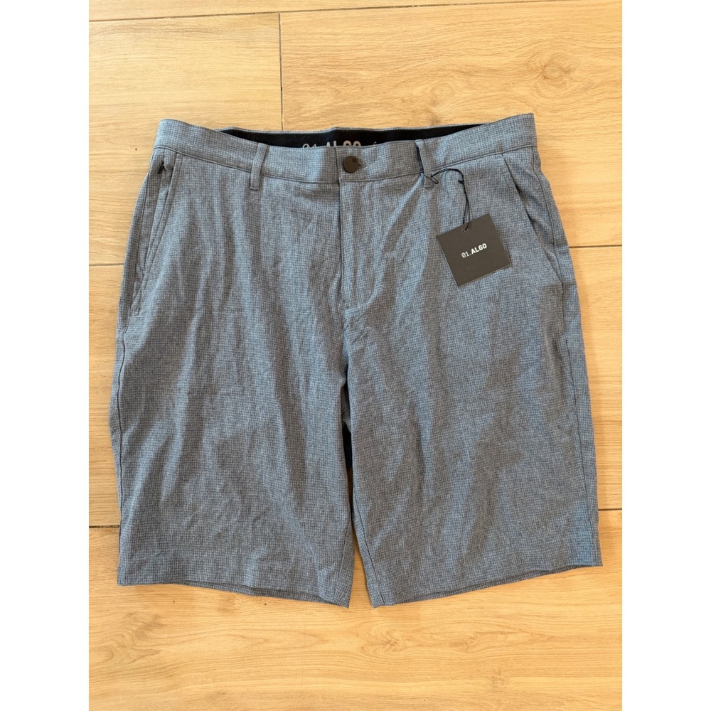01.ALGO Performance Shorts Blue Heather Textured Golf Casual Mens 34 x 10 NWT